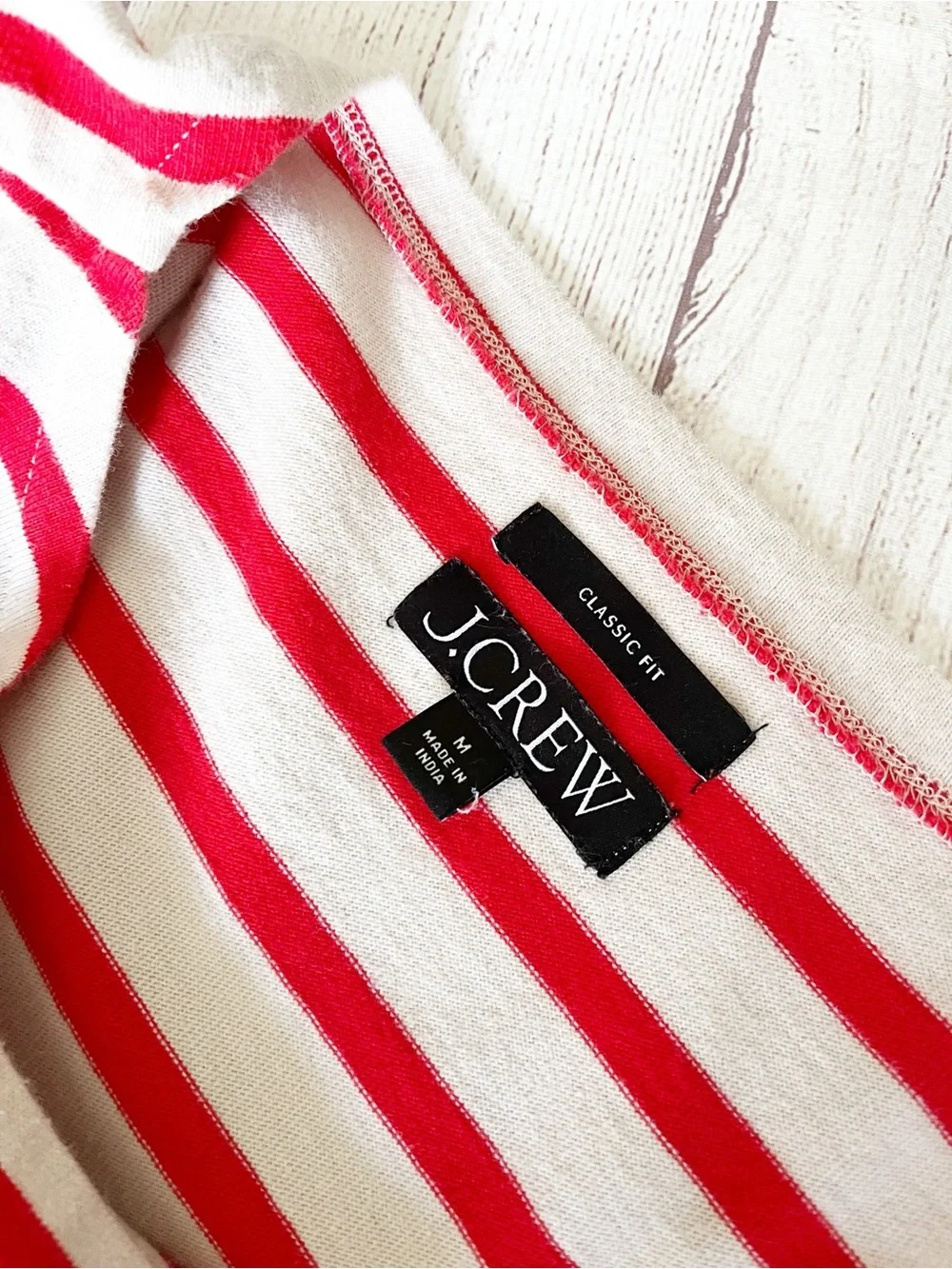 J Crew red/white striped boatneck top M